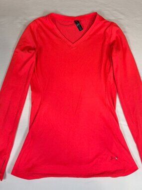 Under Armour Long Sleeve V Neck Cold Gear T-Shirt Women's S Pink